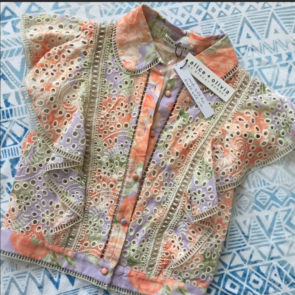 Alice + Olivia Cavan Eyelet Blouse